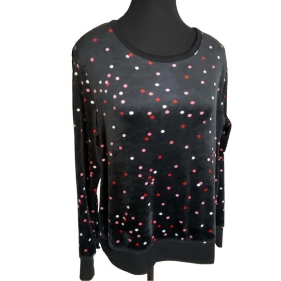 Tops - KATE SPADE Womens Velour Polka Dot Pajama Top Long Sleeve Velvet Loungewear